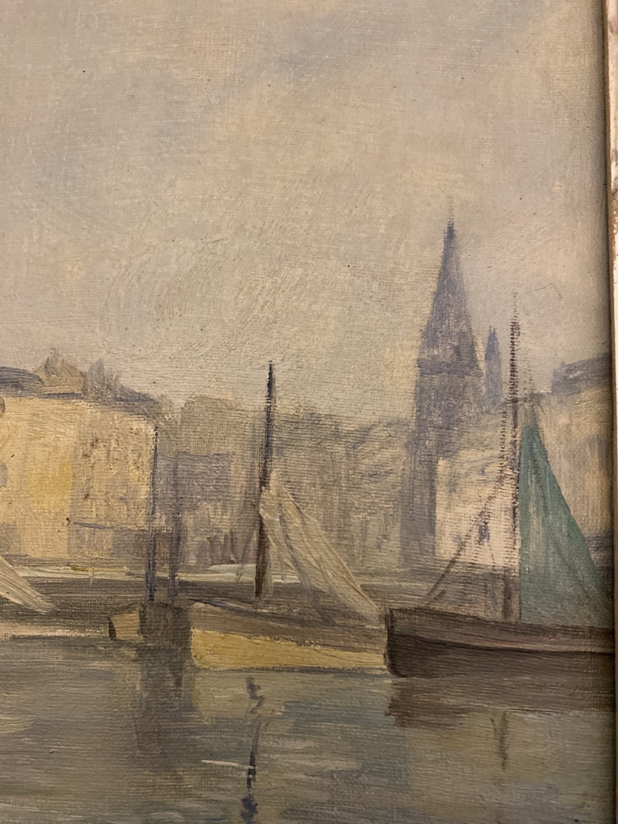 DROUART M. Peintre français du XXe siècle  Le Vieux Port de La Rochelle-photo-3