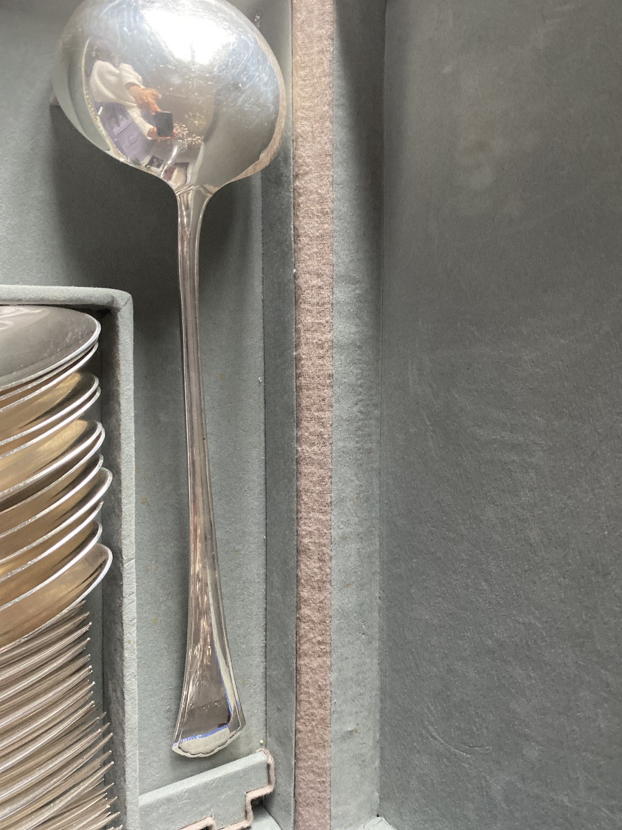 Art Deco French Silver Plated Flatware Set – 37 Pieces – Aveline Versailles – 1956-photo-4