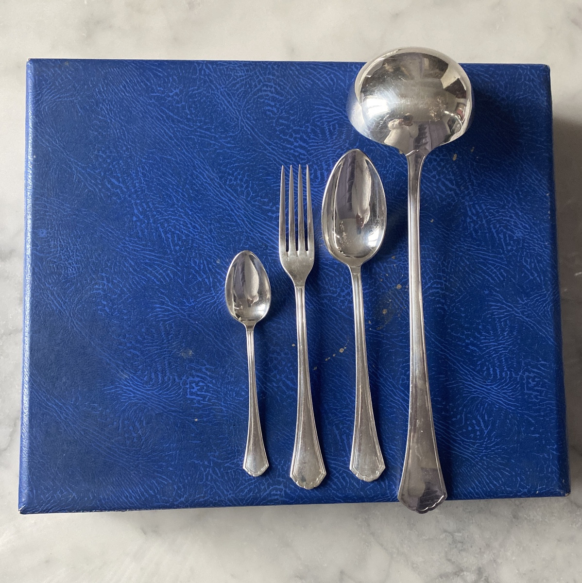 Art Deco French Silver Plated Flatware Set – 37 Pieces – Aveline Versailles – 1956-photo-3