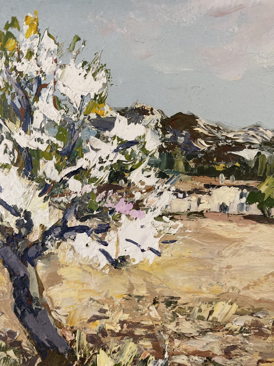 Gérard Reynier (1940-2019) “Mas en Crau” – Huile sur toile, années 1990-photo-4