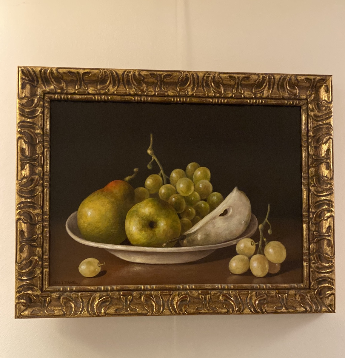 Still Life With Grapes, Pear And Apples - Nelly Trumel (1938-2018)-photo-4