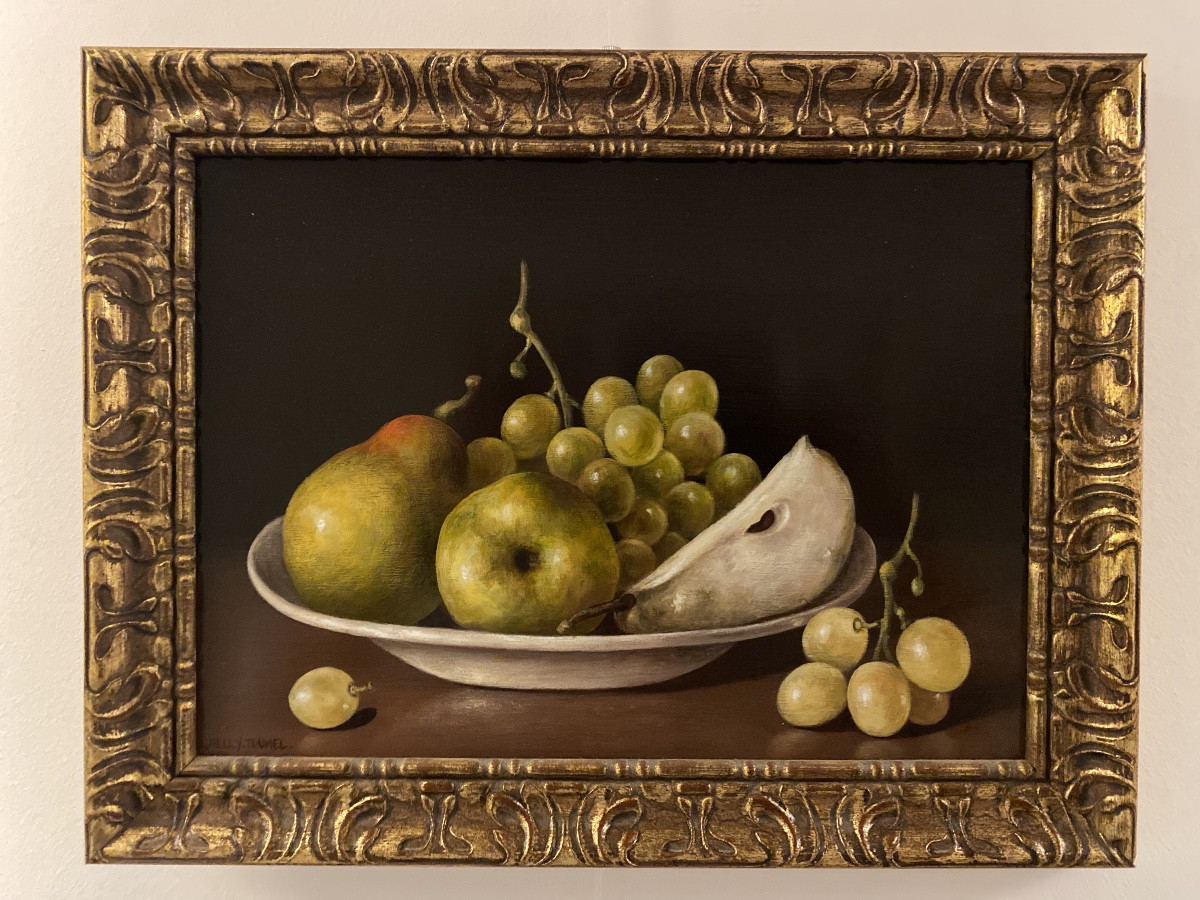 Still Life With Grapes, Pear And Apples - Nelly Trumel (1938-2018)