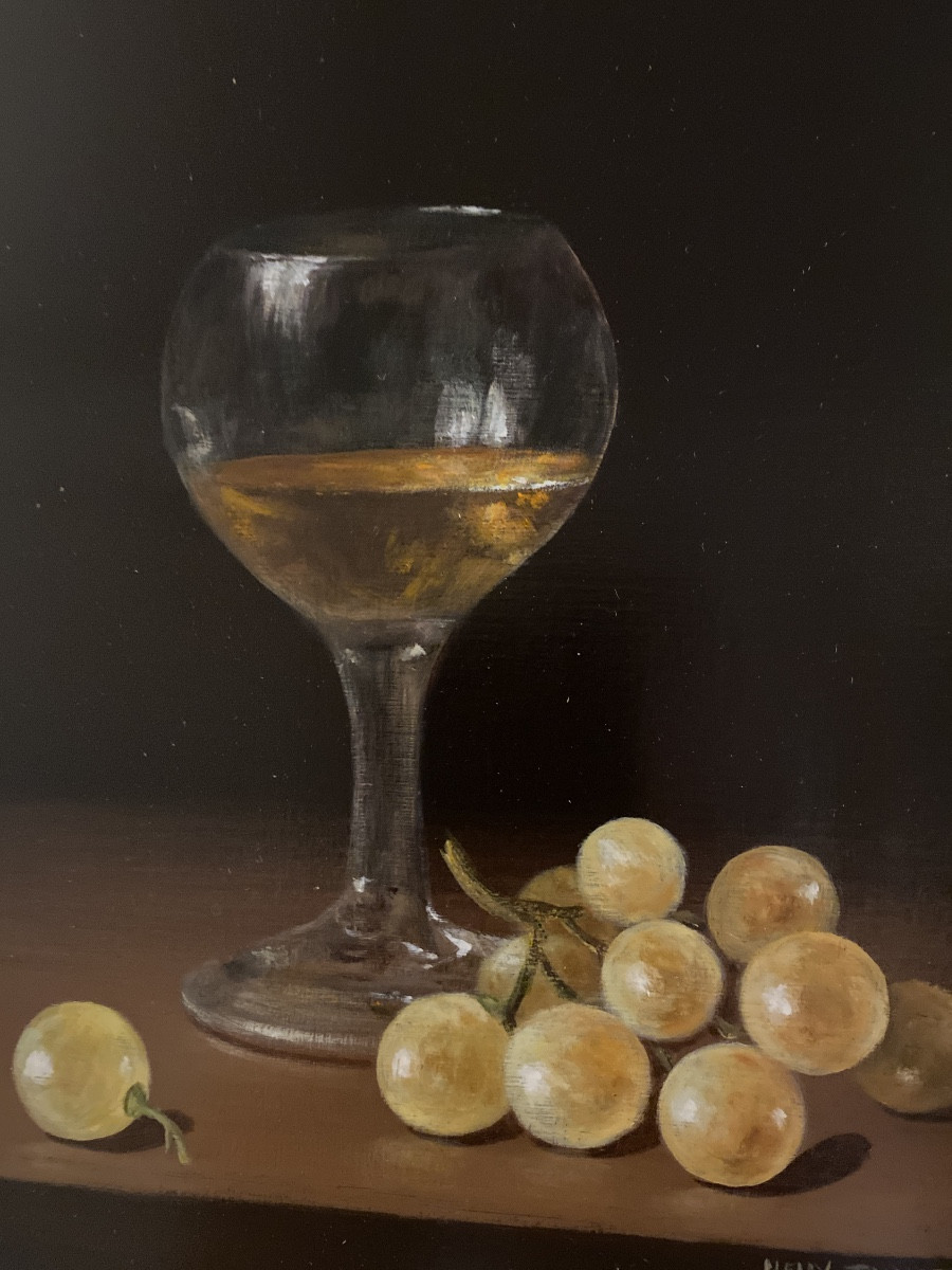 Nelly Trumel (1938-2018) - Still Life With Glass And Golden Grapes-photo-4