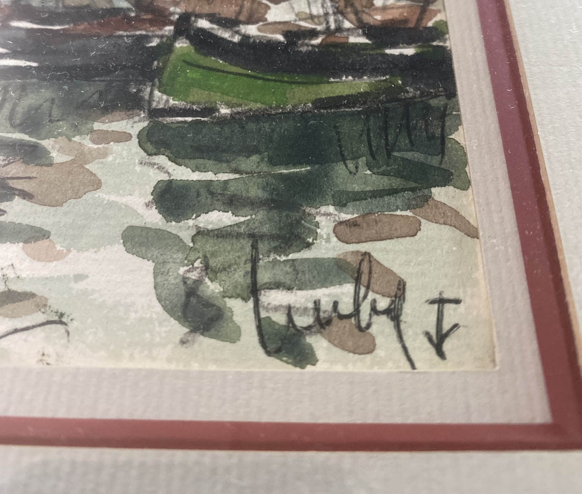 Fernand Herbo (1905-1995) – Marine animée de voiliers, aquarelle-photo-8