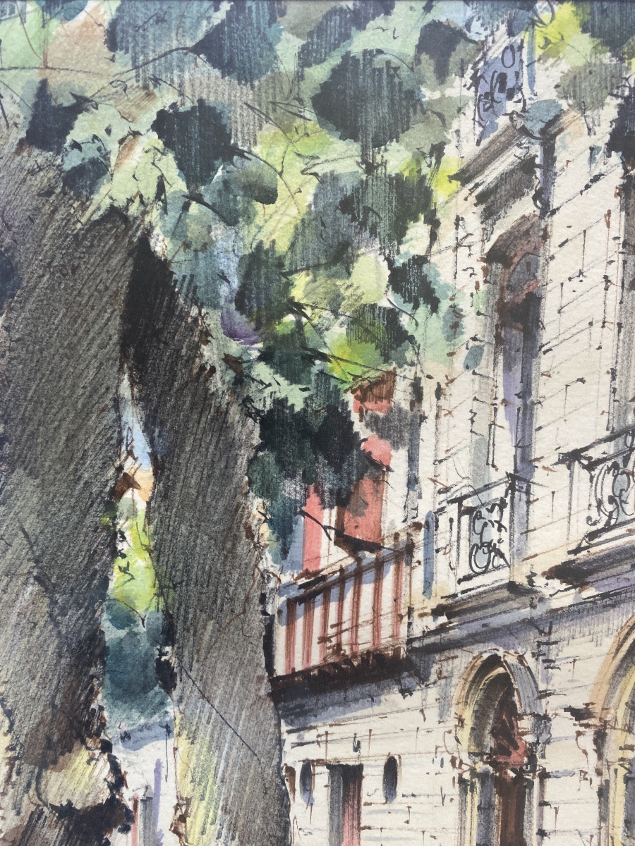 Watercolor Pays Basque - Saint-jean-de-luz, Maison Des Trois Canons - Signed Alma (1997)-photo-4