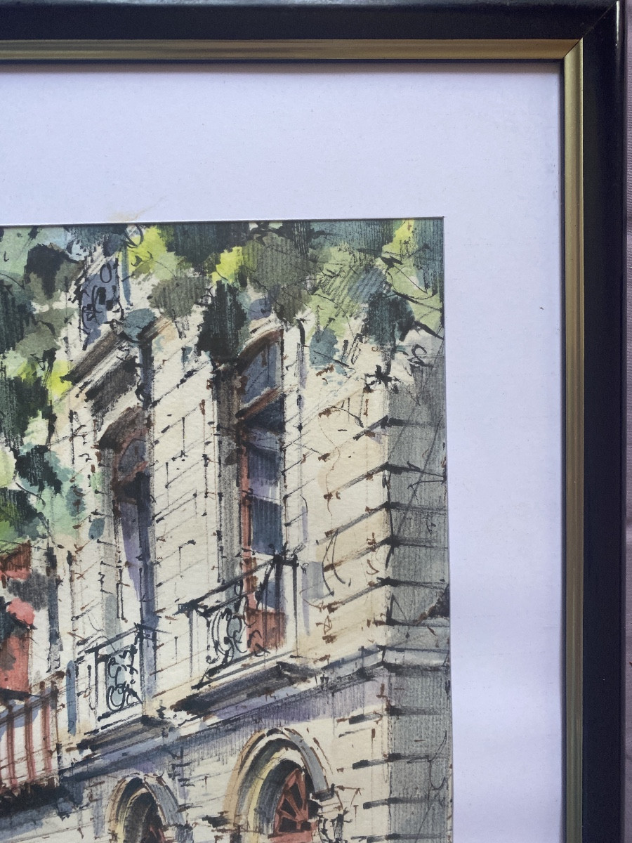 Watercolor Pays Basque - Saint-jean-de-luz, Maison Des Trois Canons - Signed Alma (1997)-photo-7
