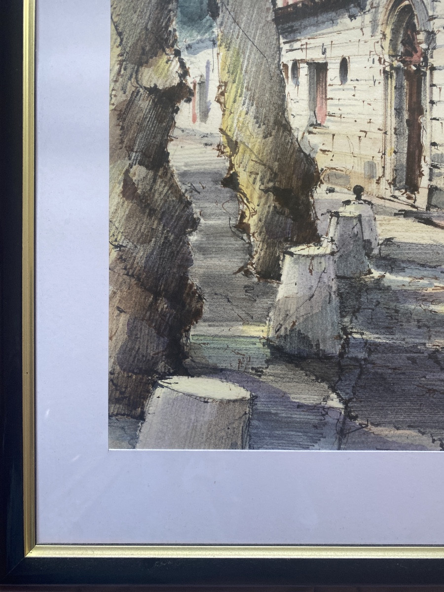 Watercolor Pays Basque - Saint-jean-de-luz, Maison Des Trois Canons - Signed Alma (1997)-photo-8