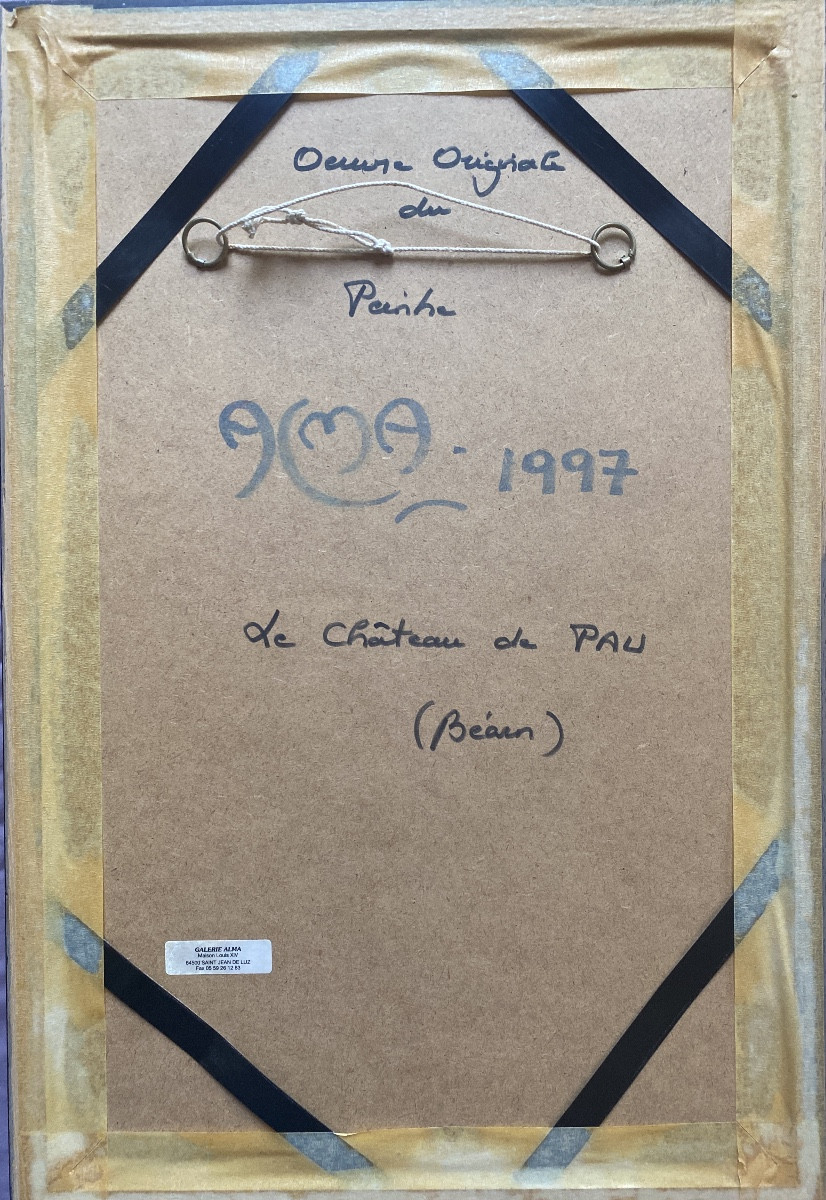 ALMA – Le Château de Pau, aquarelle originale signée et datée 1997-photo-4