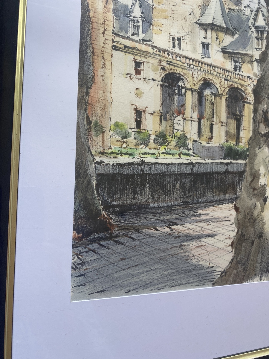 ALMA – Le Château de Pau, aquarelle originale signée et datée 1997-photo-6