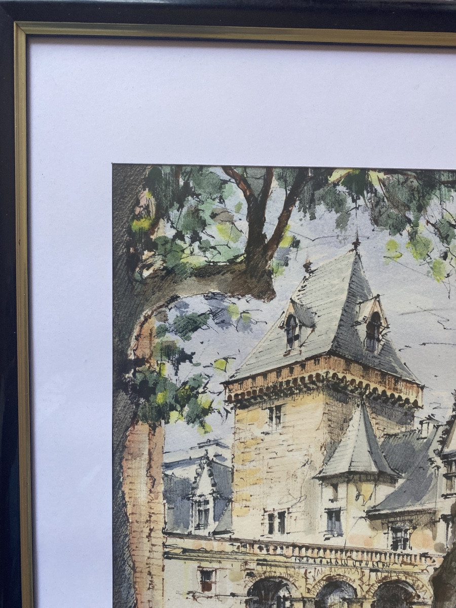 ALMA – Le Château de Pau, aquarelle originale signée et datée 1997-photo-8