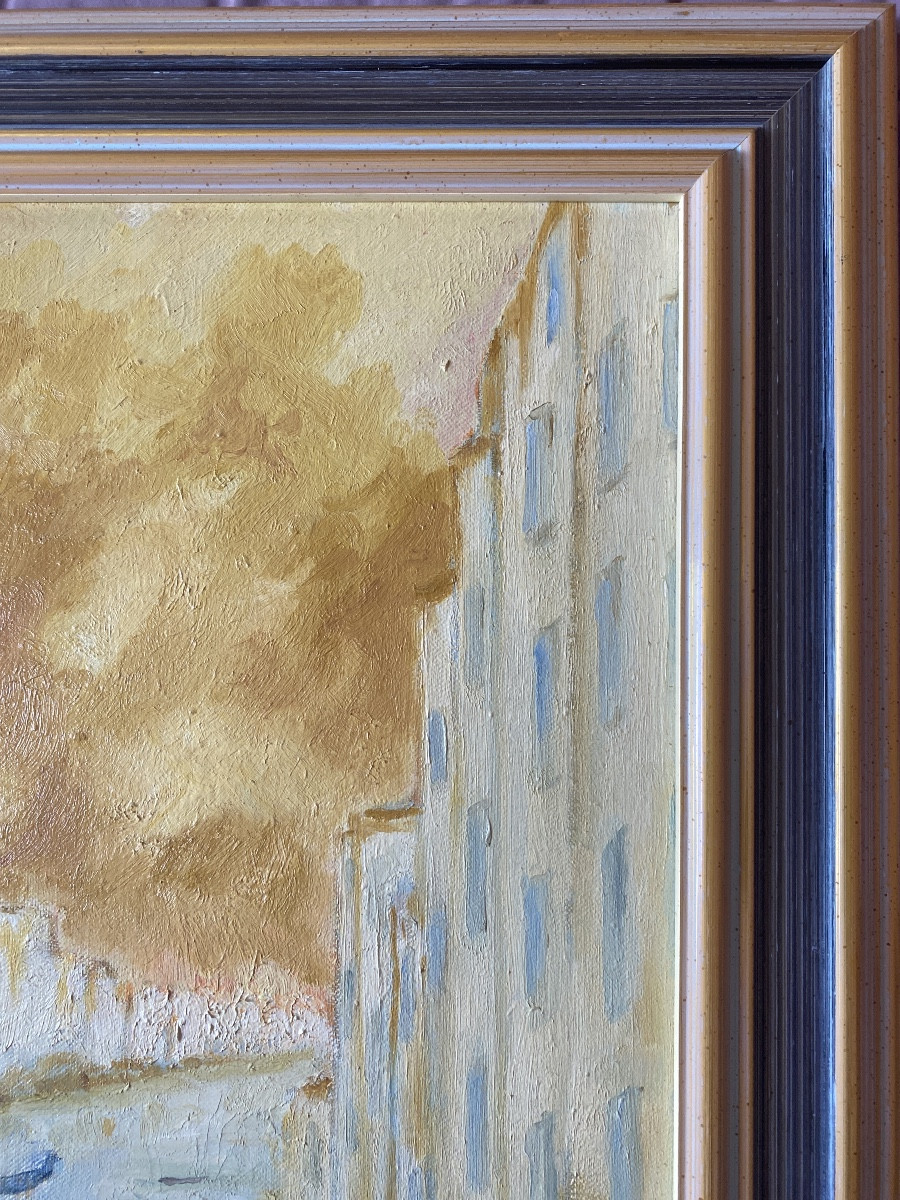 Maurice Bilbeaud (1919-1997) - Venice, La Salute And Gondolas - Oil On Canvas-photo-2
