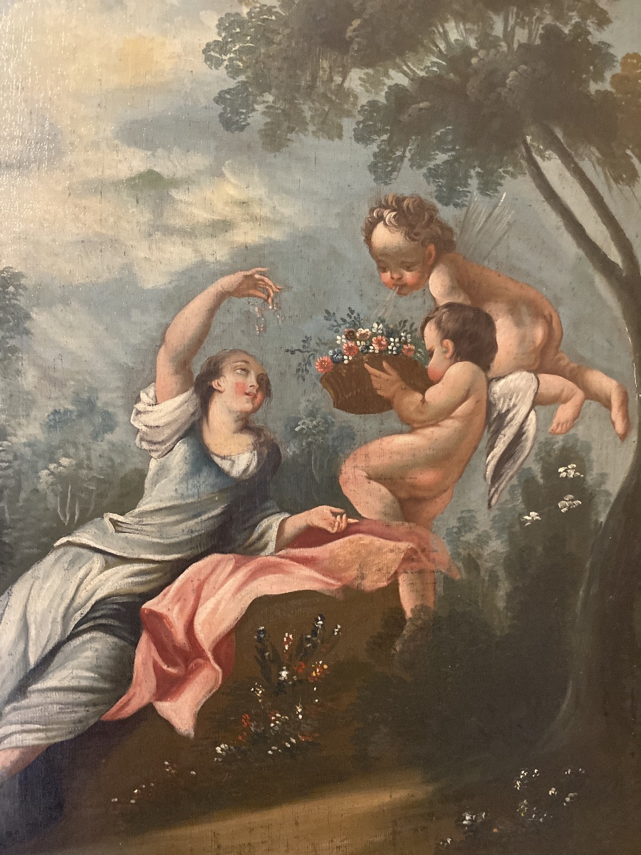 Allegory Of Venus Aux Amours - Elegant Mythological Scene In The Taste Of François Boucher.-photo-3