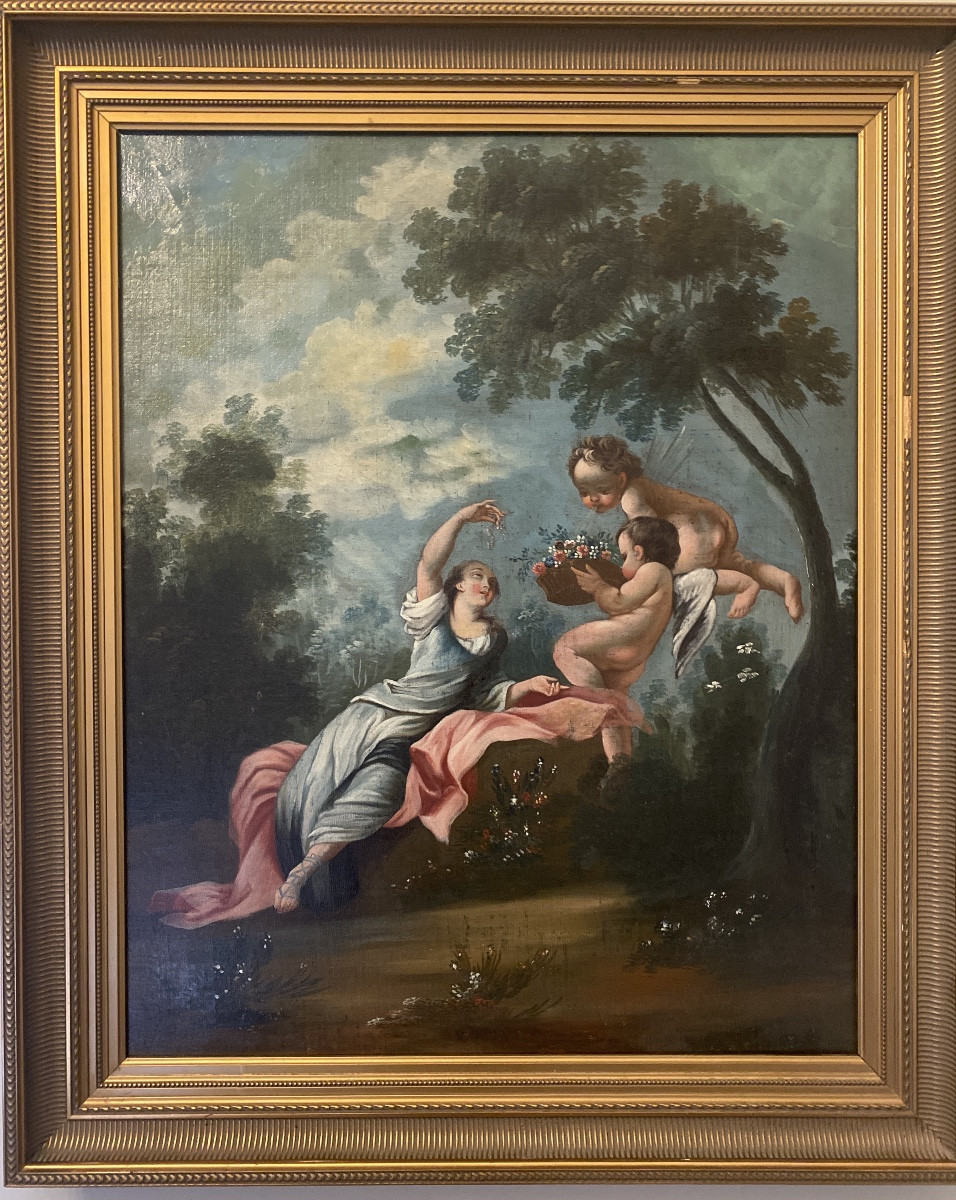 Allegory Of Venus Aux Amours - Elegant Mythological Scene In The Taste Of François Boucher.