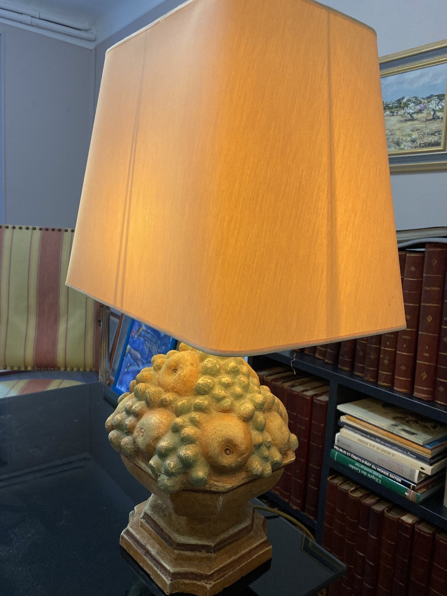 Pair De Lampes Françaises En Terre Cuite Estampée à La Main - Clertan France - Circa 1950-photo-6
