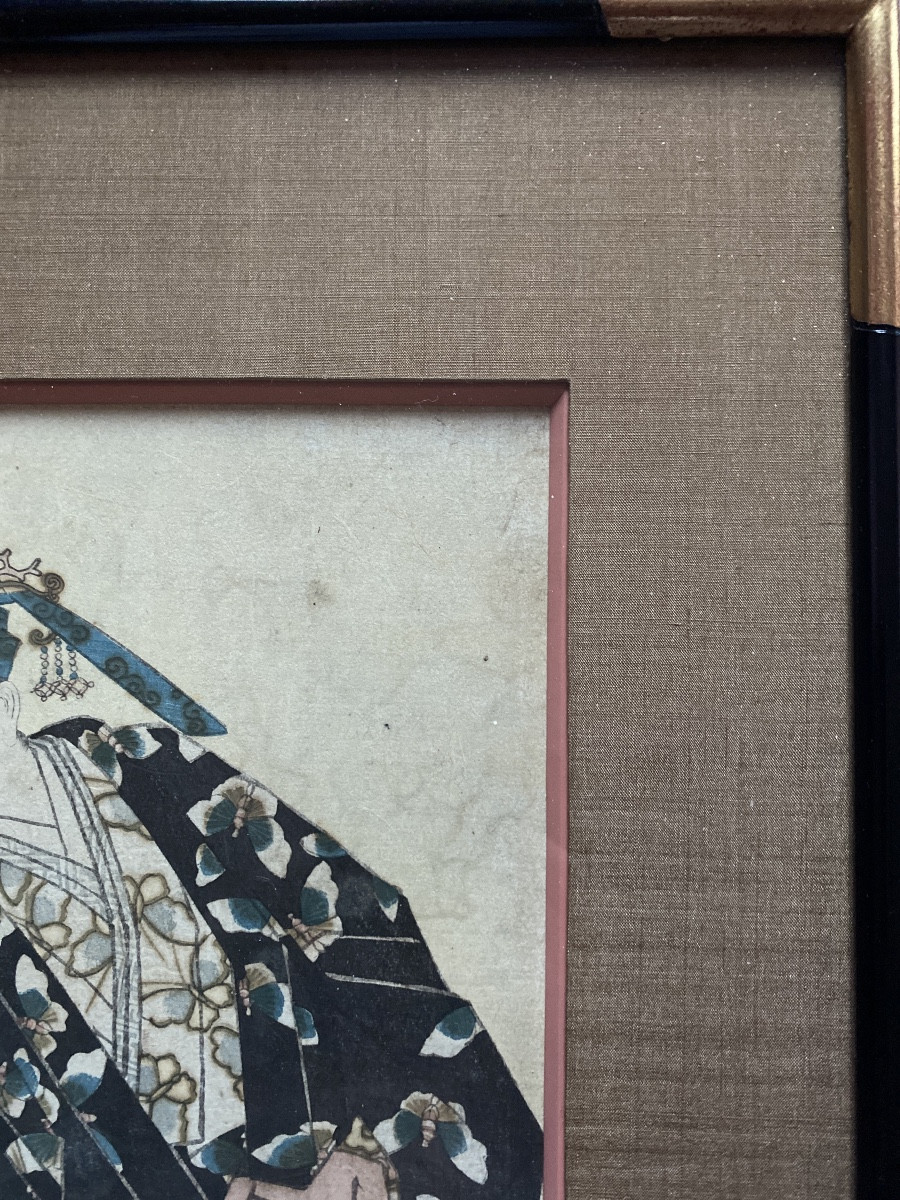 Courtisane Hanazono-dayû – Estampe japonaise ukiyo-e de Yanagawa Shigenobu  Époque Edo-photo-5