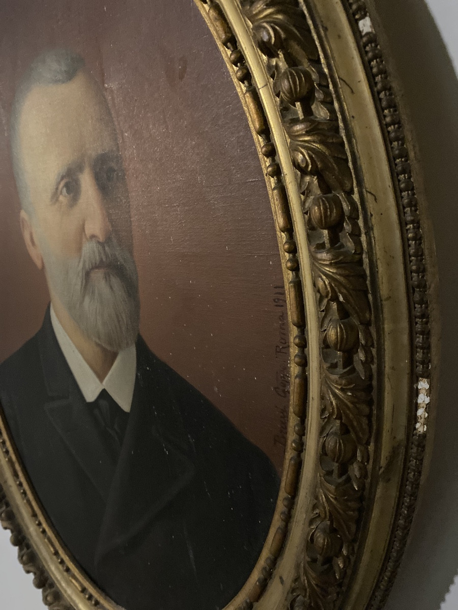 Signé Geppe Bravi – Grand portrait italien daté Roma 1911-photo-4