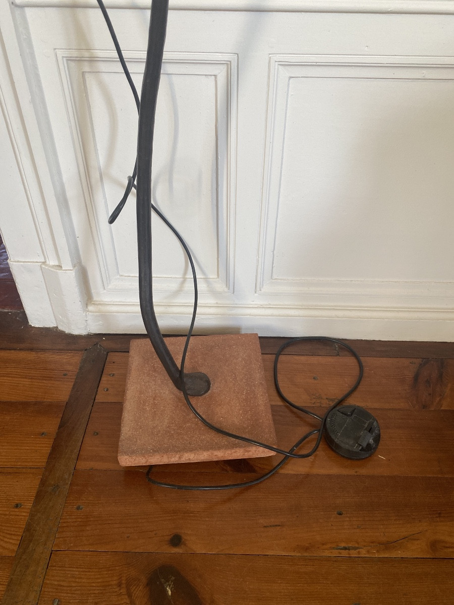 Large Italian Floral Floor Lamp In Wrought Iron And Murano Glass - Banci Firenze - 170 Cm-photo-2