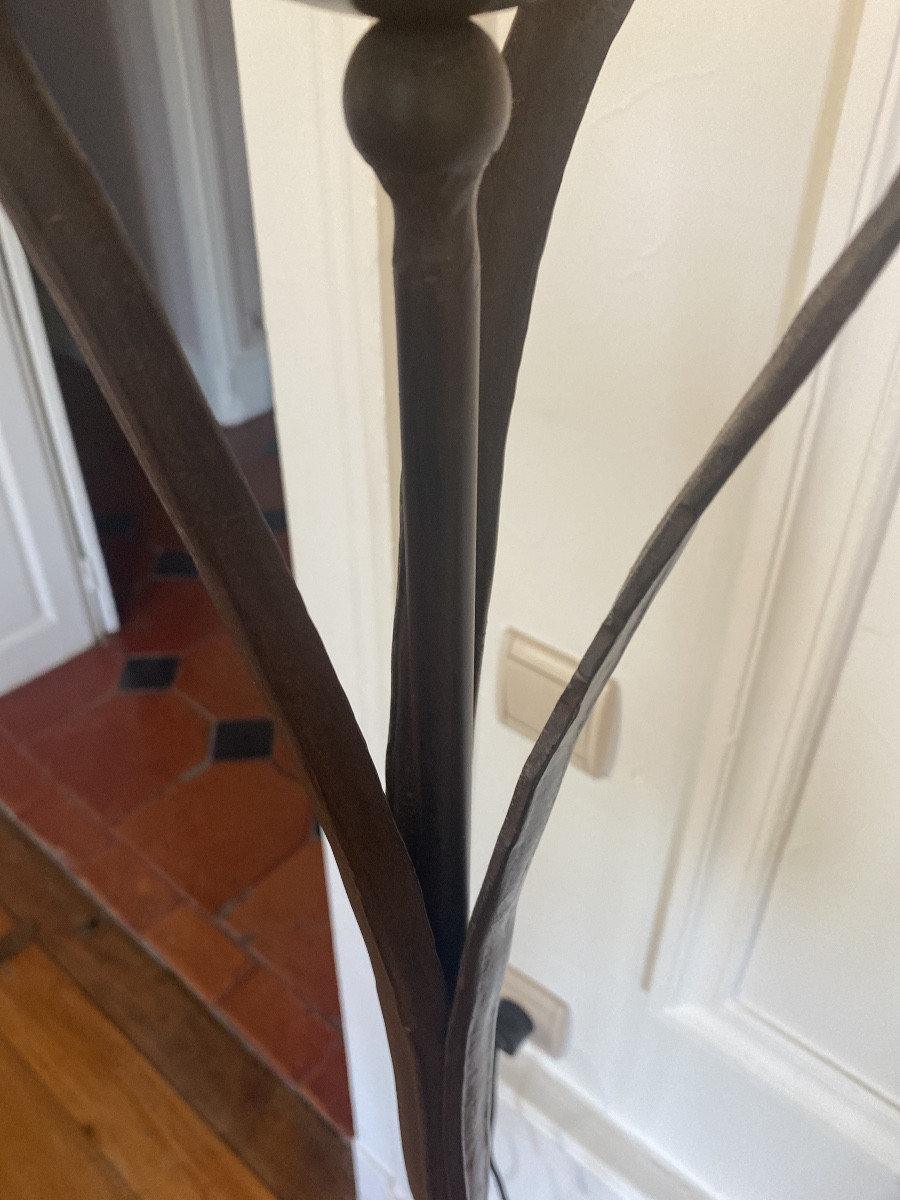 Large Italian Floral Floor Lamp In Wrought Iron And Murano Glass - Banci Firenze - 170 Cm-photo-4