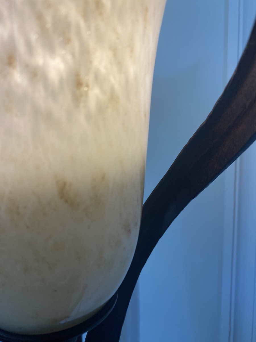 Large Italian Floral Floor Lamp In Wrought Iron And Murano Glass - Banci Firenze - 170 Cm-photo-8