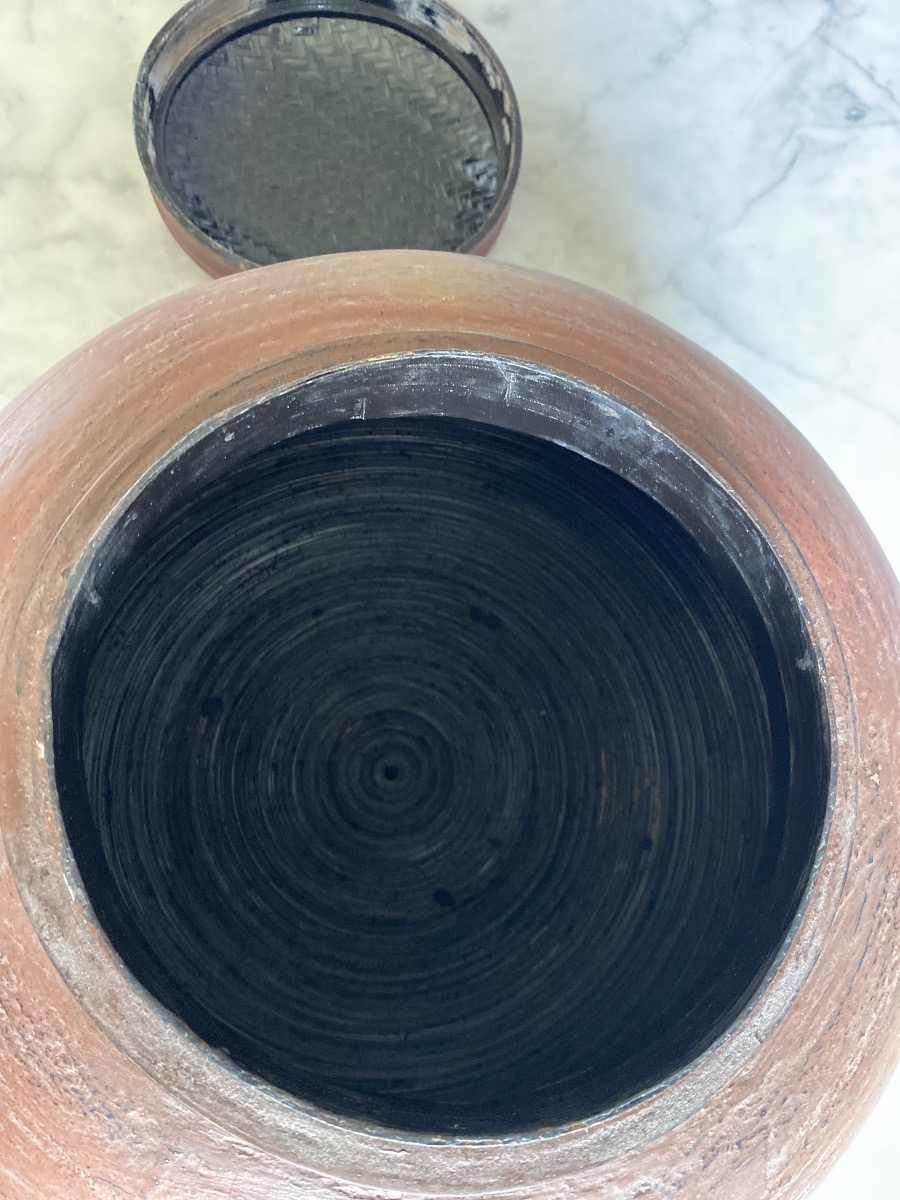 Antique Lacquered Plant Fiber Asian Rice Pot - Southeast Asia - 20th Century-photo-3