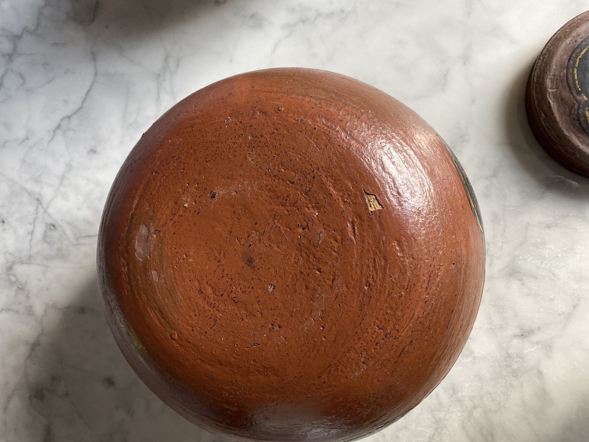 Antique Lacquered Plant Fiber Asian Rice Pot - Southeast Asia - 20th Century-photo-6