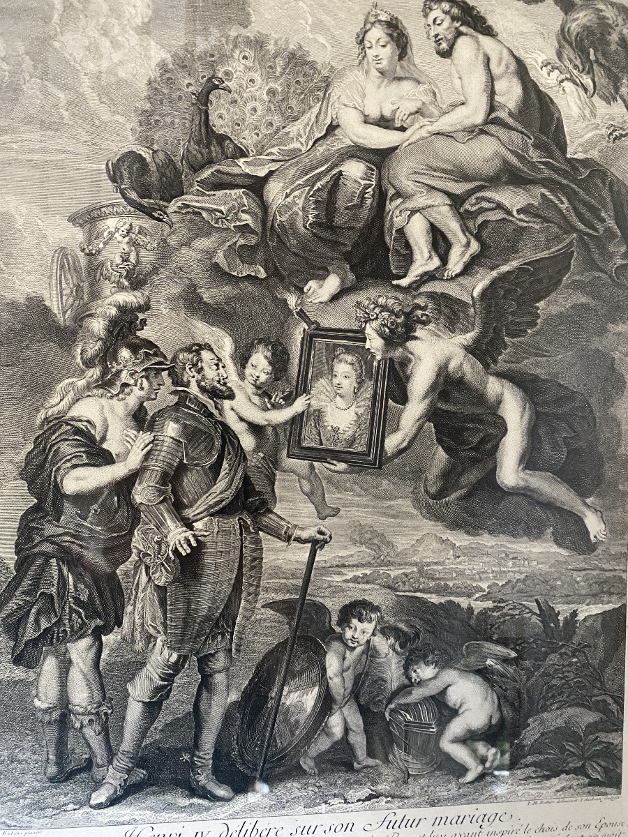 Jean Audran, After Rubens – Henry IV Ponders His Future Marriage – Chalcography Workshop Of The Louvre