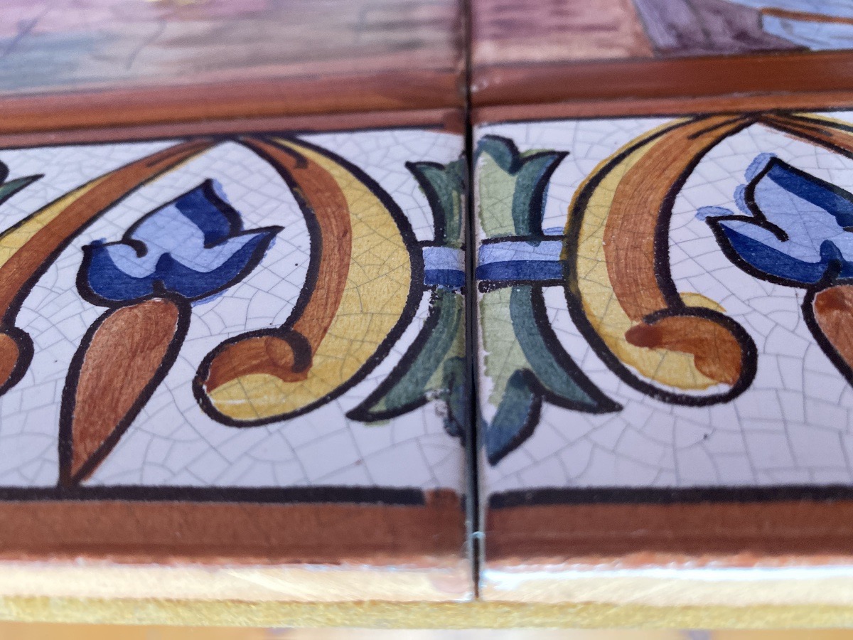 Large Panel Of Glazed Ceramic Tiles Signed By Doller-photo-7