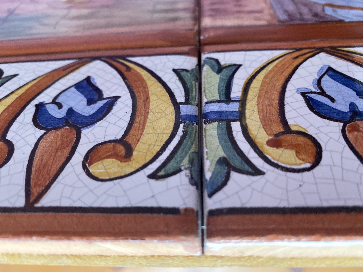 Large Panel Of Glazed Ceramic Tiles Signed By Doller-photo-7