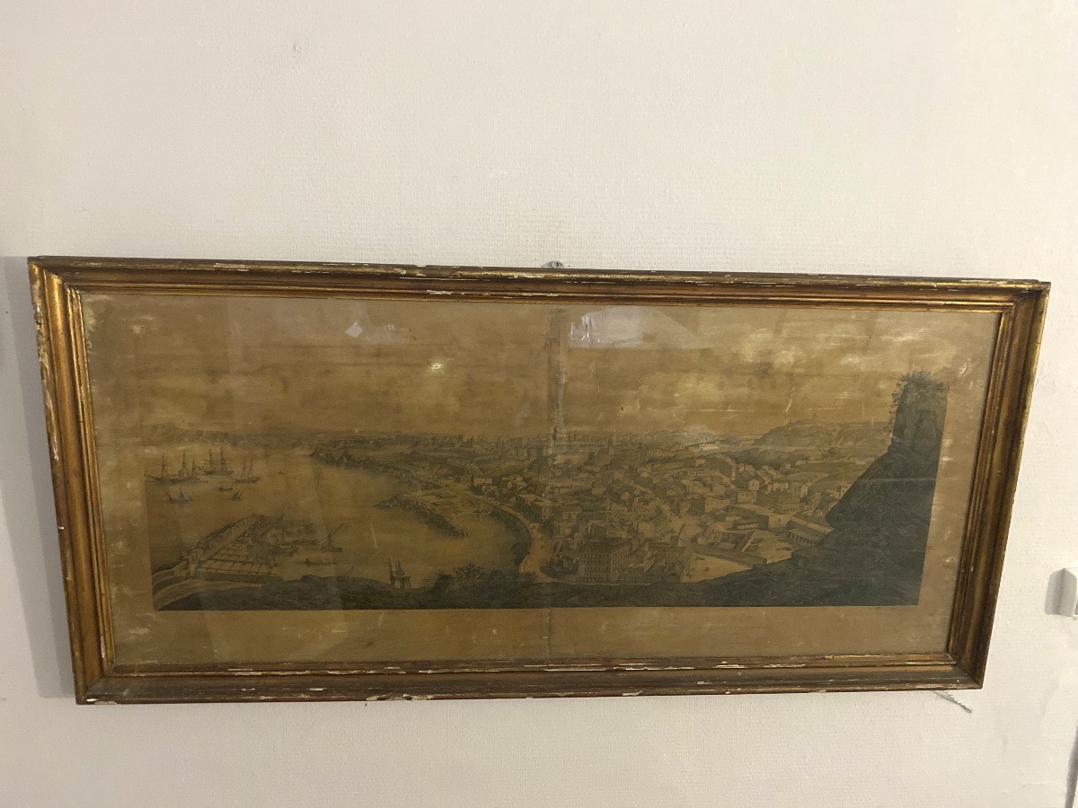 grande gravure panoramique d’Oran – 1855 – Signée A. Lebreton – -photo-2