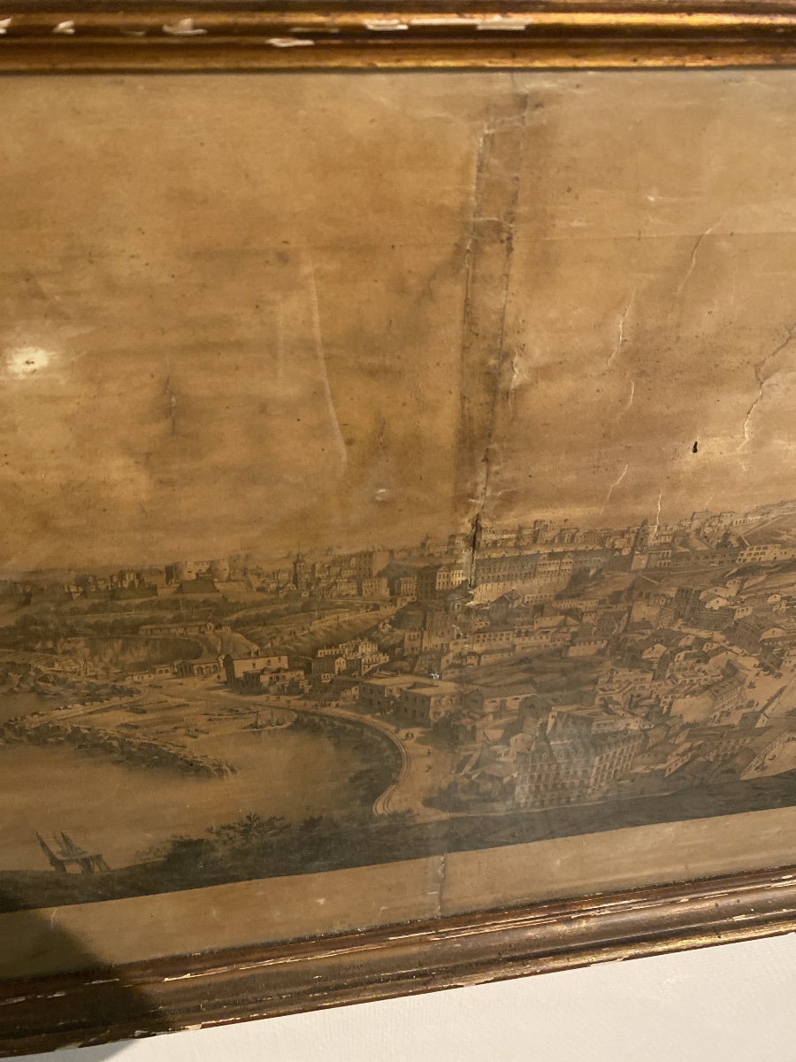 grande gravure panoramique d’Oran – 1855 – Signée A. Lebreton – -photo-3