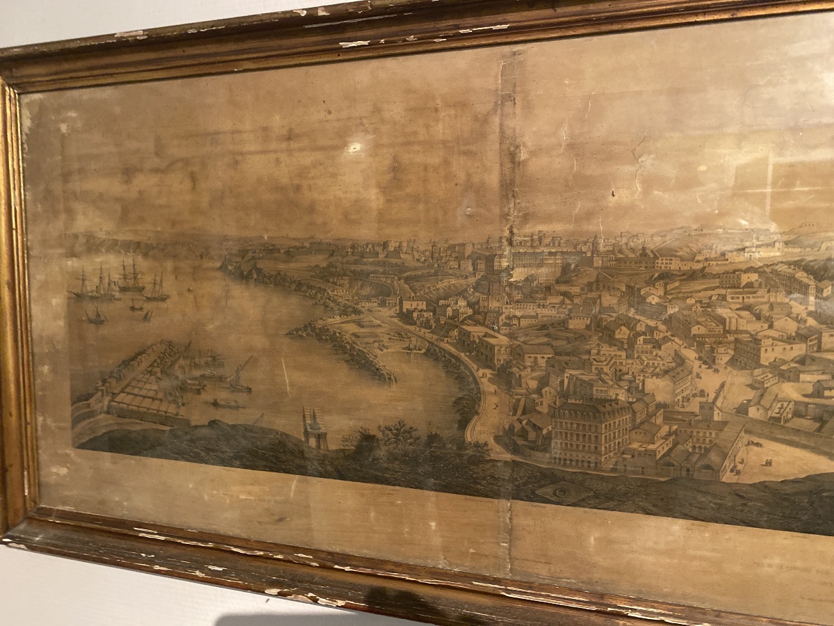 grande gravure panoramique d’Oran – 1855 – Signée A. Lebreton – 