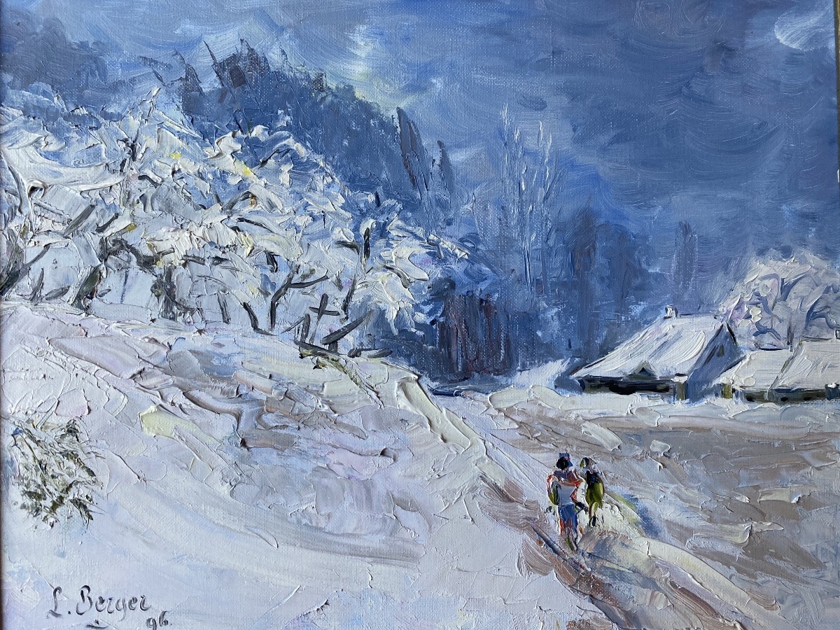 L. Berger (XXe) – D’après Claude Monet, Environs de Honfleur – Huile sur toile, 1996-photo-4