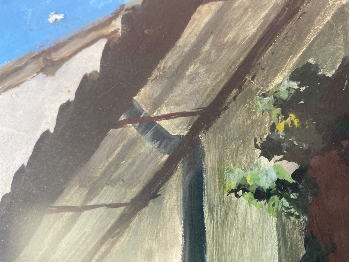M.H. Vinciguerra – Grande aquarelle rehaussée de gouache, rue andalouse ensoleillée -photo-2