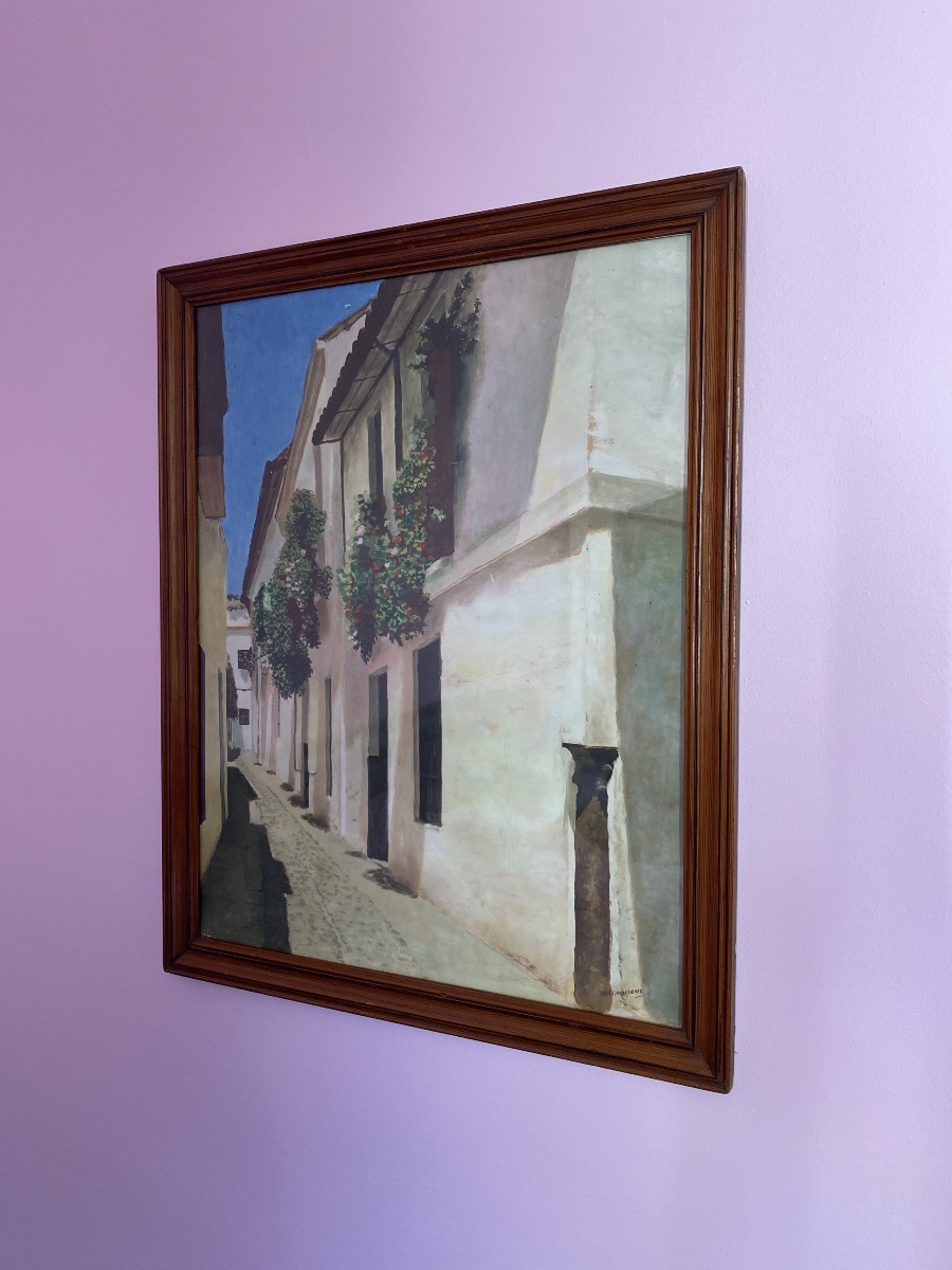 M.H. Vinciguerra – Grande aquarelle rehaussée de gouache, rue andalouse ensoleillée -photo-4