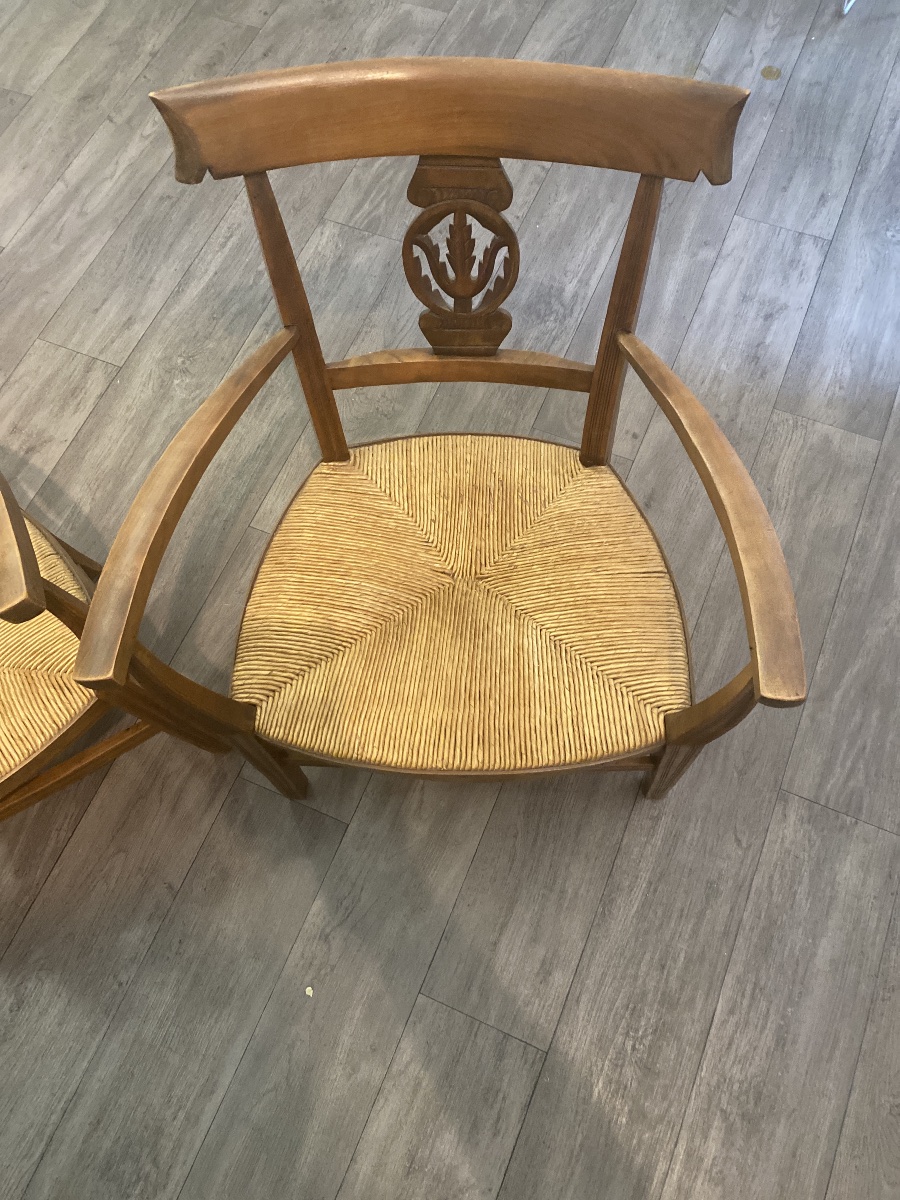 Suite de quatre fauteuils de style Directoire en merisier massif – France, vers 1950-photo-2