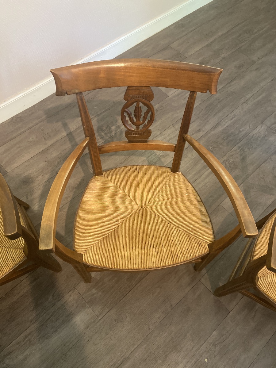Suite de quatre fauteuils de style Directoire en merisier massif – France, vers 1950-photo-3