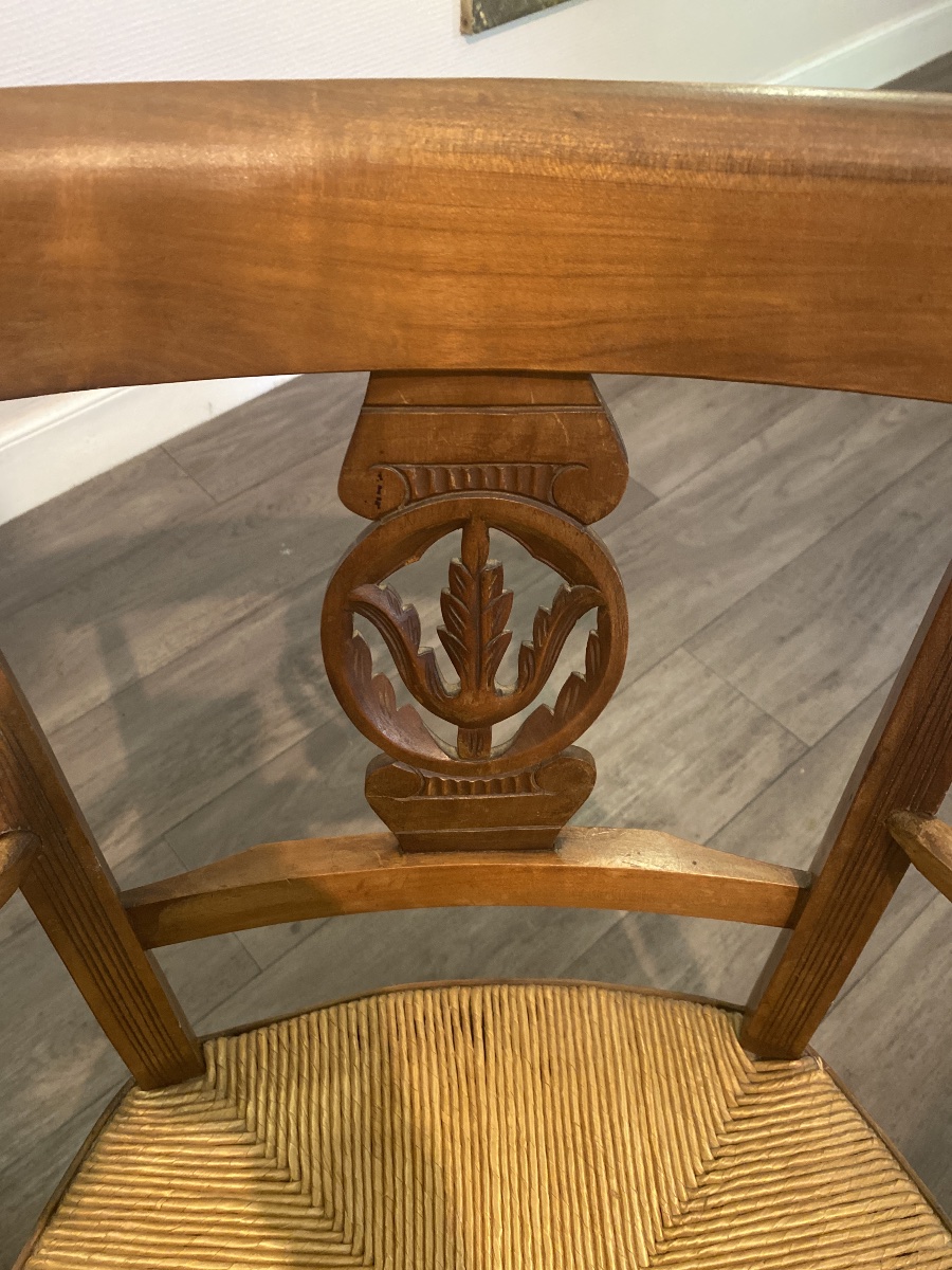 Suite de quatre fauteuils de style Directoire en merisier massif – France, vers 1950-photo-4