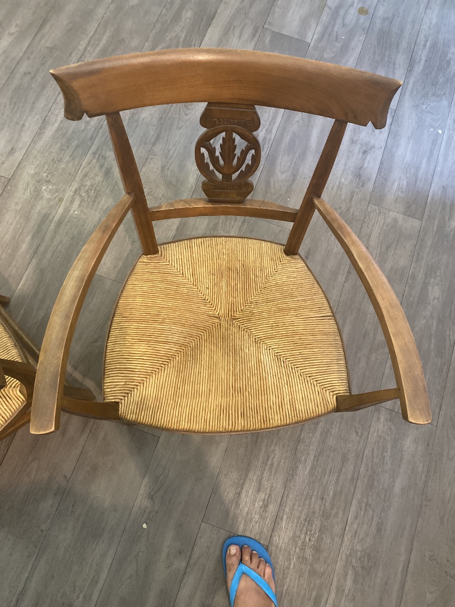 Suite de quatre fauteuils de style Directoire en merisier massif – France, vers 1950-photo-5