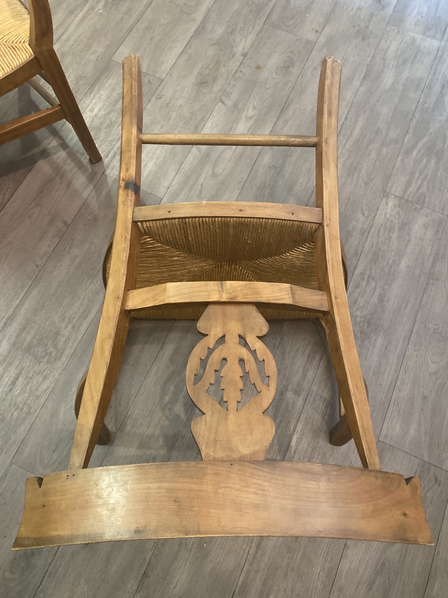 Suite de quatre fauteuils de style Directoire en merisier massif – France, vers 1950-photo-6