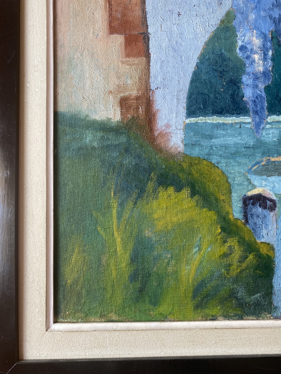 Georges Bergès (1870–1934) – The Ascain Bridge, Oil On Mounted Canvas-photo-3