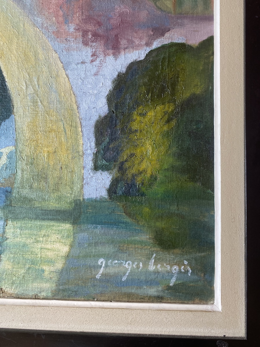 Georges Bergès (1870–1934) – The Ascain Bridge, Oil On Mounted Canvas-photo-4