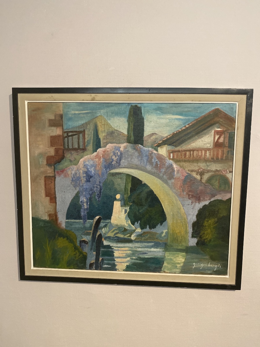 Georges Bergès (1870–1934) – The Ascain Bridge, Oil On Mounted Canvas-photo-6