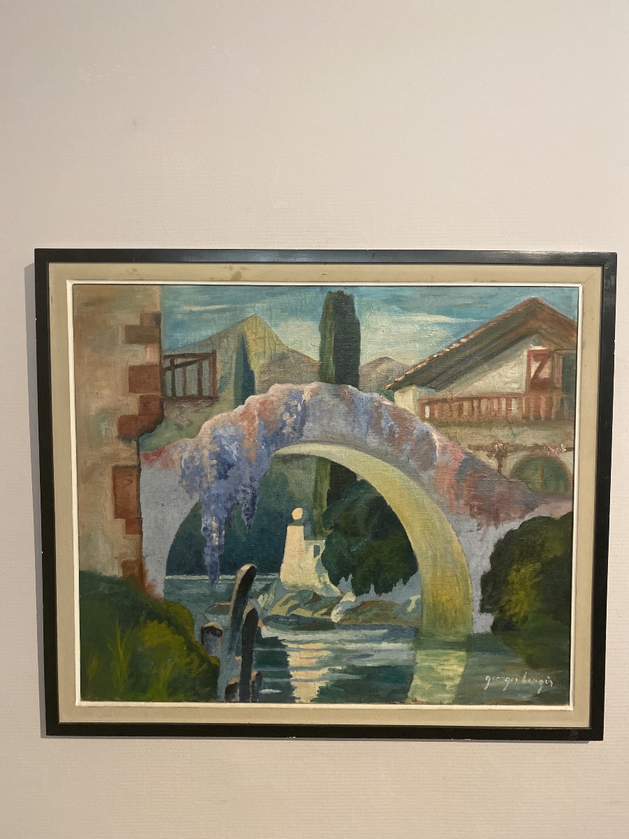 Georges Bergès (1870–1934) – The Ascain Bridge, Oil On Mounted Canvas-photo-7