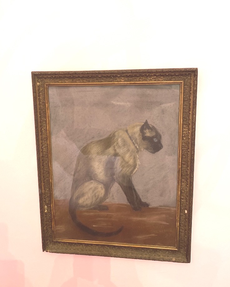 Thomas François Cartier (1879-1936) – Rare Chat Siamois, Technique Mixte Sur Carton, 1933, Dédi-photo-3