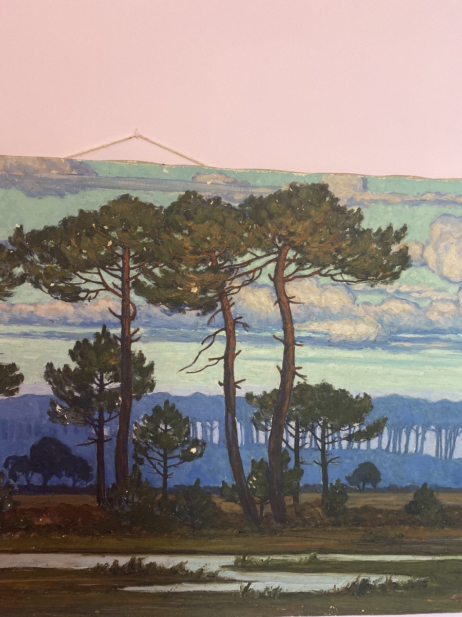 Jean-Roger Sourgen (1883-1978) – Grand Paysage Landais Aux Pins – Huile Sur Toile 125 Cm-photo-1