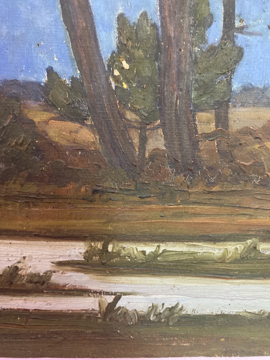 Jean-Roger Sourgen (1883-1978) – Grand Paysage Landais Aux Pins – Huile Sur Toile 125 Cm-photo-3