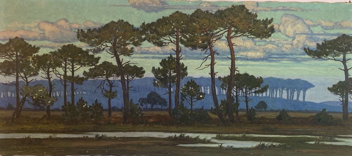 Jean-Roger Sourgen (1883-1978) – Grand Paysage Landais Aux Pins – Huile Sur Toile 125 Cm