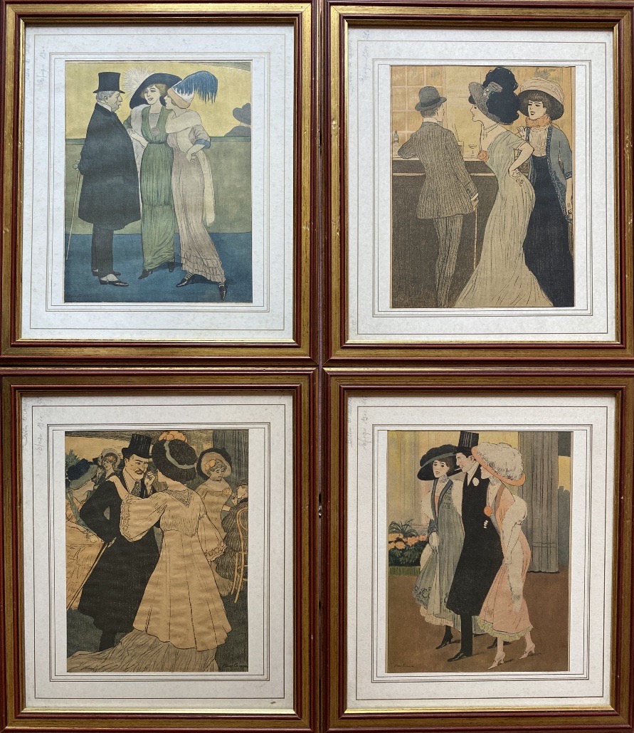 Set Of Four Vintage Belle époque Illustrations – Cardona, Circa 1900
