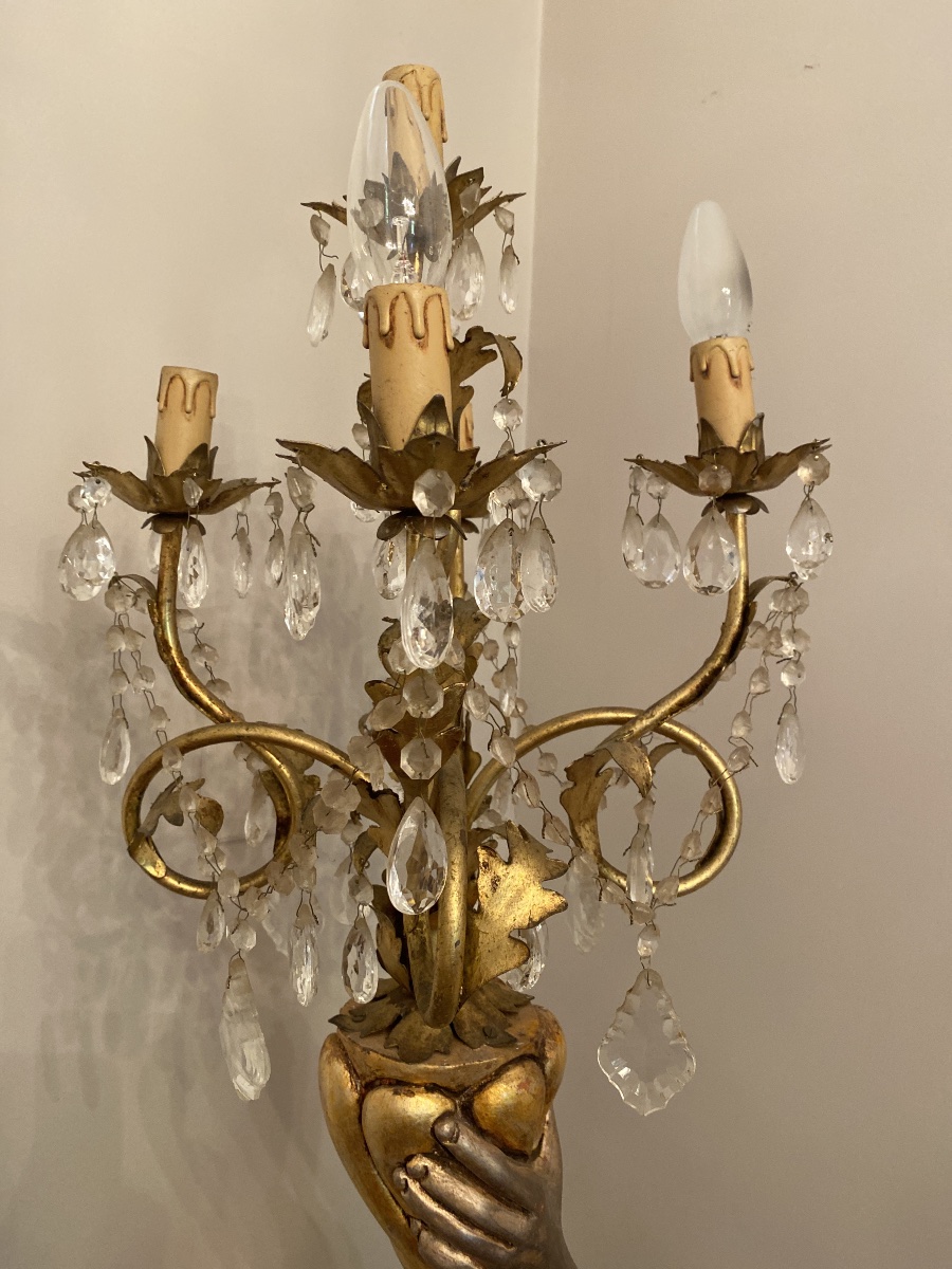 Paire de Porte-Torchères aux Figures et Dauphins – Goût Vénitien – H. 196 cm-photo-5