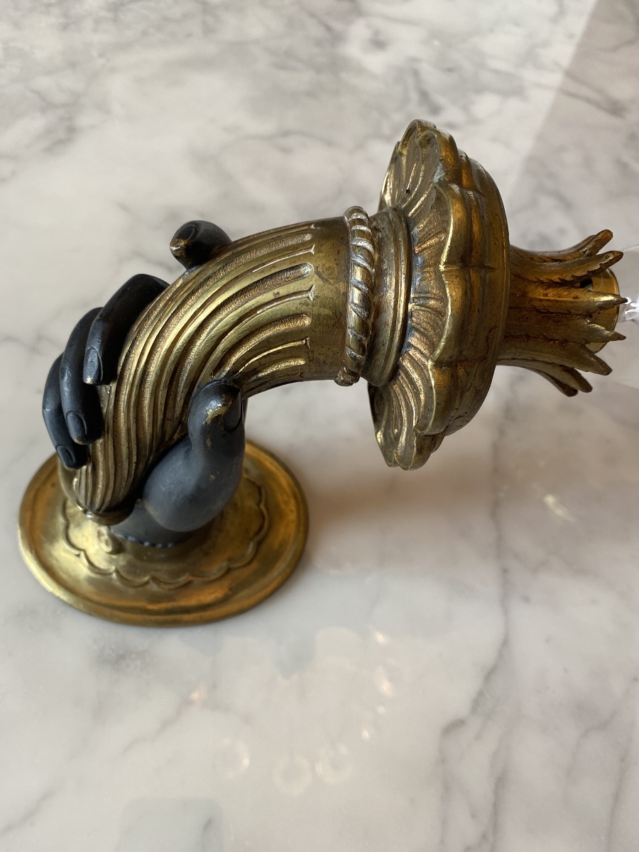 A Rare Pair Of Bronze Candlesticks In The Empire And Return From Egypt Styles—19th Century-photo-4